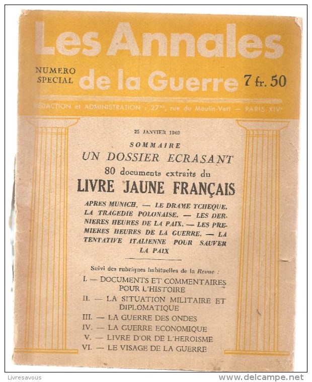 Militaria Les Annales De La Guerre Numéro Spécial N°7 Du 25 Janvier 1940 - Français