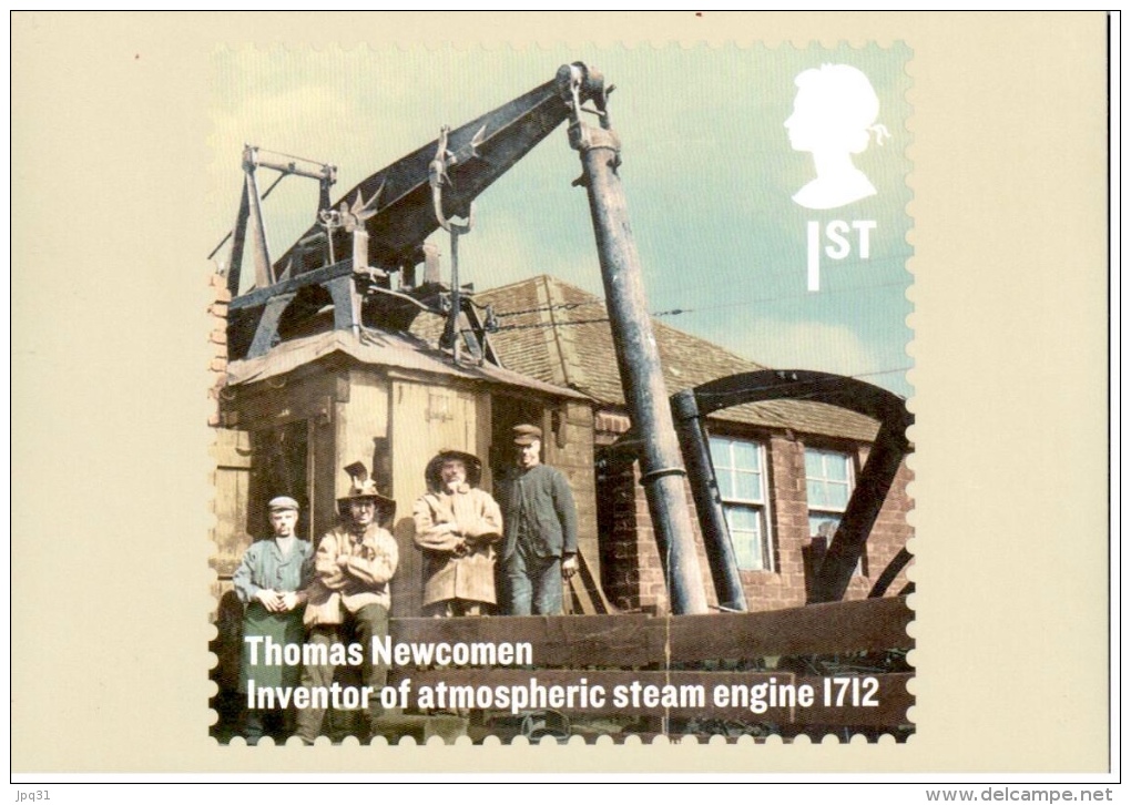 Thomas Newcomen - Inventeur De La Machine à Vapeur Atmosphérique - Carte PHQ + Timbre ** - 2012 - Cartes PHQ