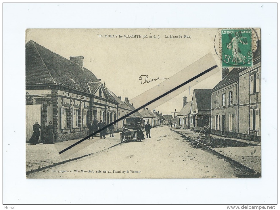 CPA  -  Tremblay Le Vicomte  -  La Grande Rue  (  Auto , Voiture Ancienne ) - Autres & Non Classés
