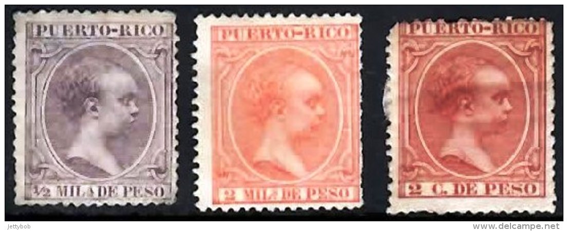 PUERTO RICO 1891-2 Alfonso XIII 0.5m, 2c (2 Colours) Mint - Puerto Rico