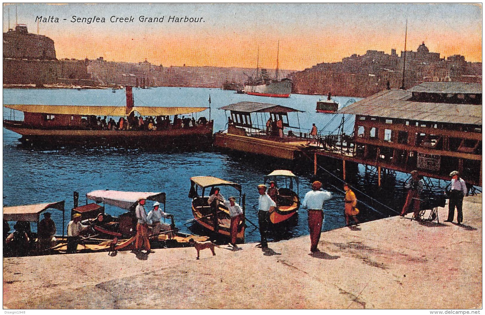 05554 "MALTA - SENGLEA CREEK GRAND HARBOUR" ANIMATA. BARCHE, BATTELLI, NAVI. CART. PO ST. ORIG. NON SPEDITA. - Malta