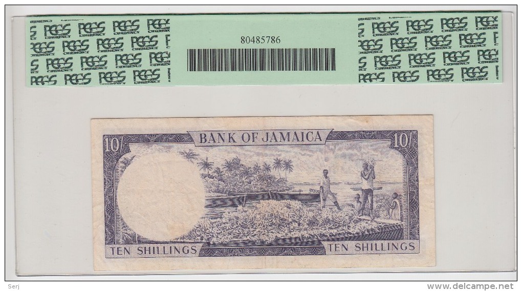 JAMAICA 10 SHILLINGS 1960 (1964) PCGS 25 VF QEII Pick 51Be 51B E - Jamaique