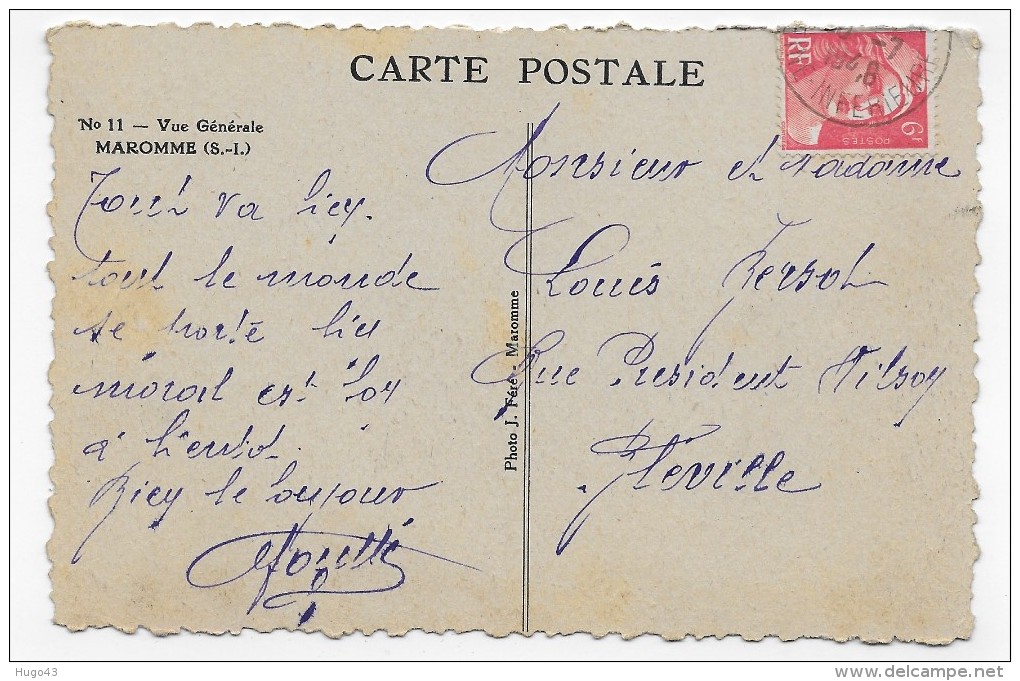 (RECTO / VERSO) MAROMME EN 1948 - N° 11 - VUE GENERALE - BEAU CACHET - Maromme