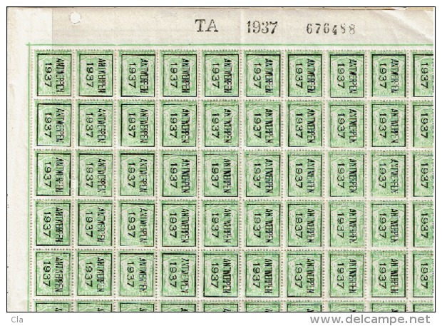 PRE 320  **  Feuille 100 - Typo Precancels 1936-51 (Small Seal Of The State)