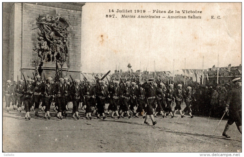 JUILLET 1919 FETES DE LA VICTOIRE MARINS AMERICAINS DEFILANT A PARIS - Guerre 1914-18