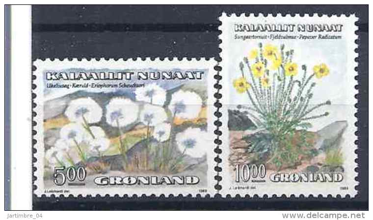 1989 Danemark GROENLAND 185-86** Fleurs - Unused Stamps