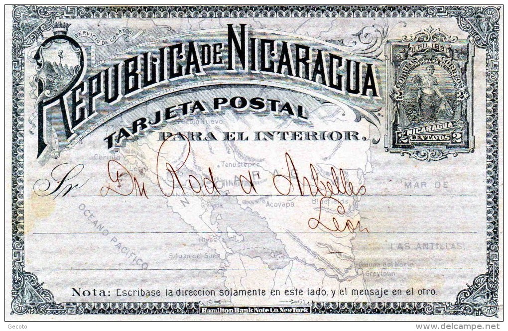 Tarjeta Postal En 1890 - Nicaragua