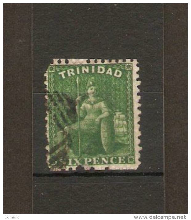 TRINIDAD 1863 - 1880 6d DEEP GREEN  SG 72a PERF 12½ FINE USED Cat £9.50 - Trinité & Tobago (...-1961)