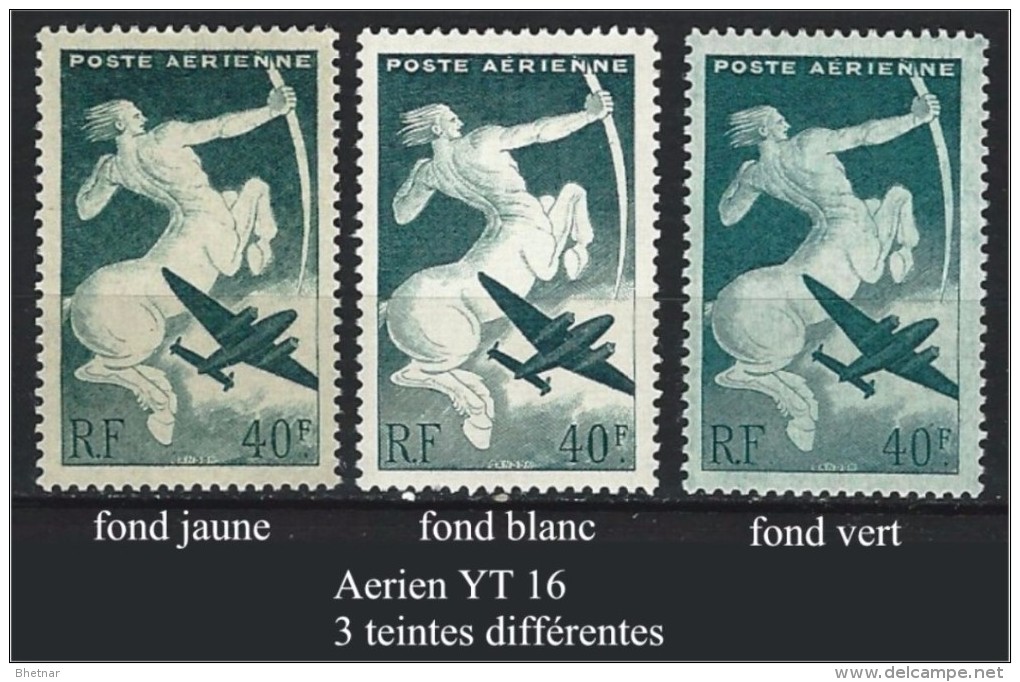 Variétés Aérien YT 16 " Centaure " Trois Teintes Différentes - Nuevos