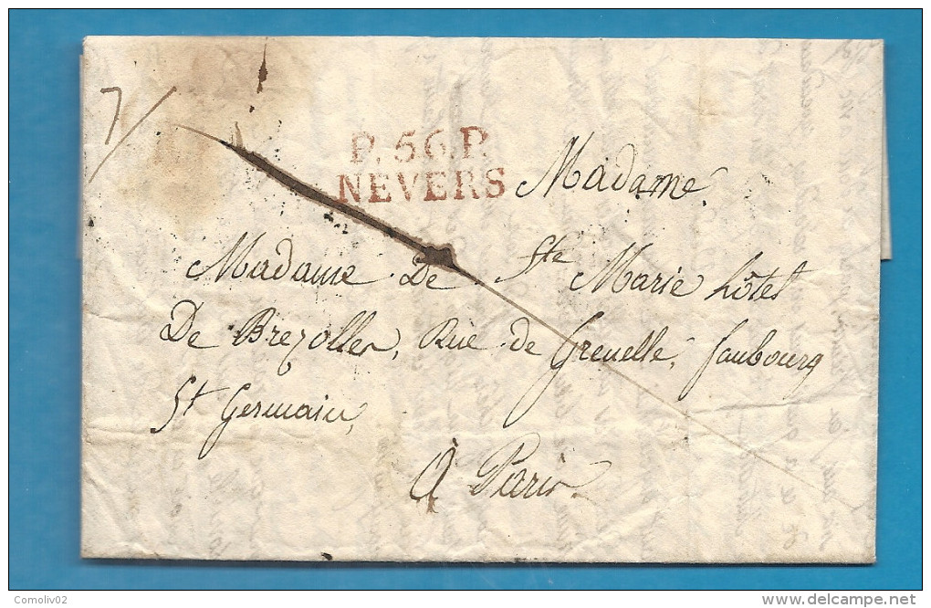 Nièvre - Nevers Pour Paris. LAC En Port Payé De 1826 - 1801-1848: Précurseurs XIX