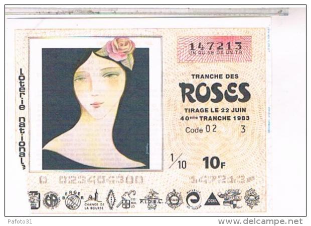 Billets Loterie Nationale  ROSES 1983                  LOT  28 - Billets De Loterie