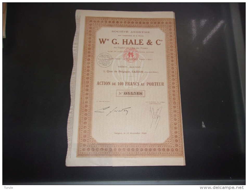 W G. HALE (1929) SAIGON , INDOCHINE - Other & Unclassified