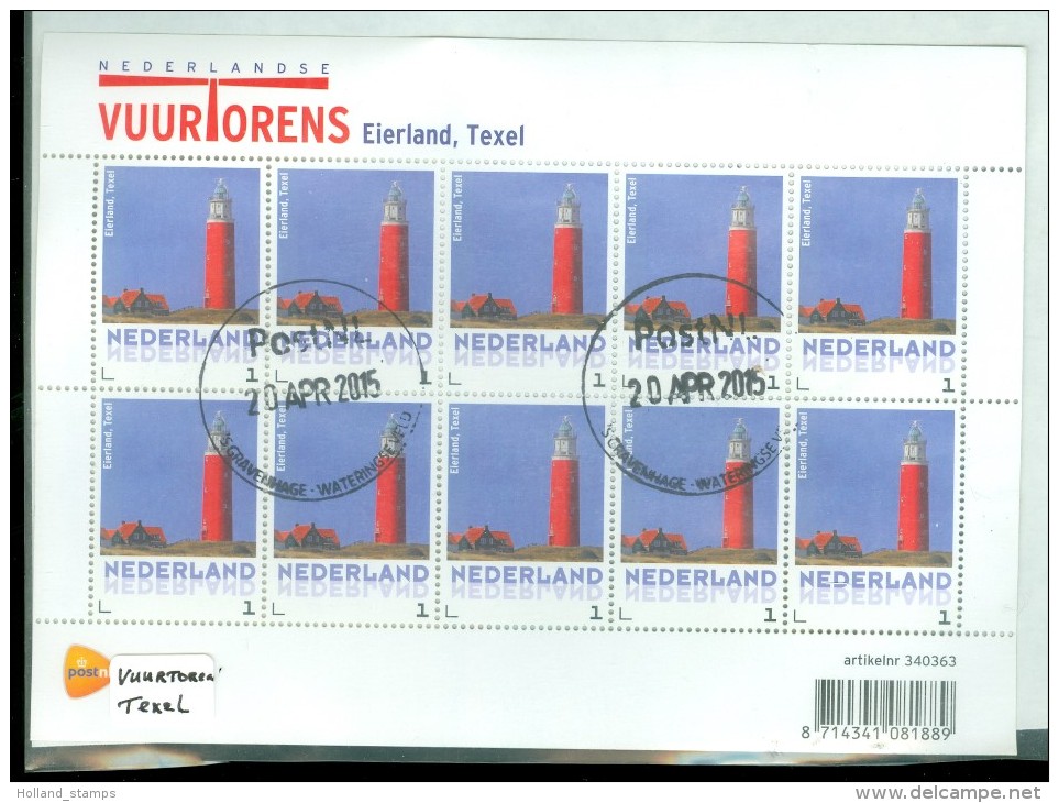 NEDERLAND 2014 * VUURTOREN BLOK VAN 10 * ARCHITECTUUR EIERLAND TEXEL LIGHTHOUSE ARCHITECTURE LEUCHTTURM LES PHARES - Used Stamps
