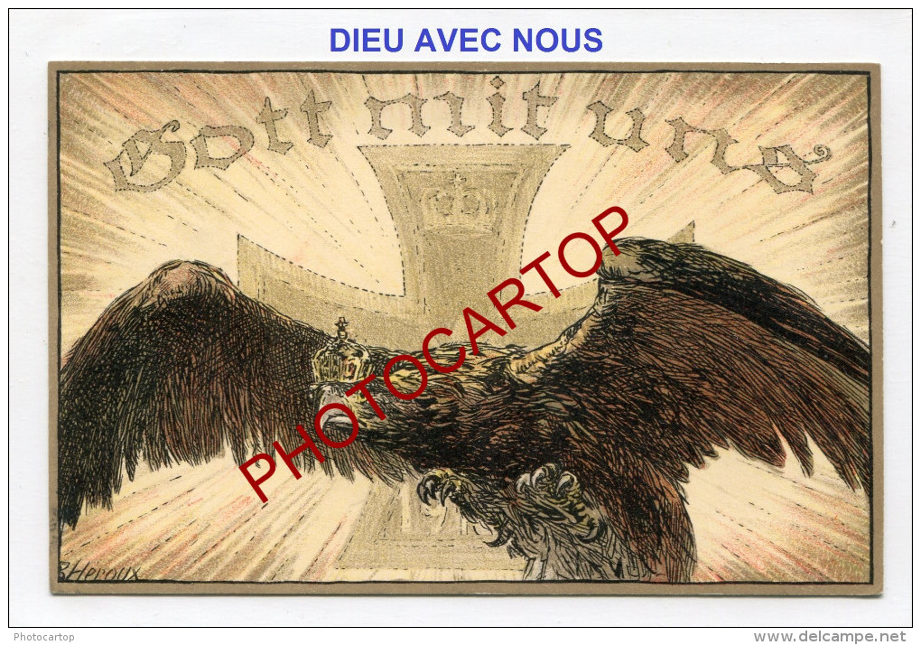 PROPAGANDE Militaire-GOTT MIT UNS-Aigle-CARICATURE-SATIRE-DESSIN-Carte Allemande-Guerre 14-18-1 WK-Militaria-Feldpost- - Guerre 1914-18