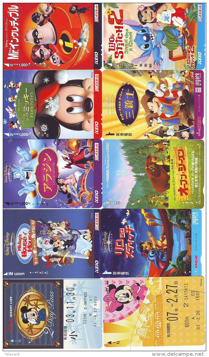 LOT DISNEY JAPAN * 10 CARTES PREPAYEES Japon (LOT 14) 10 Japan PREPAIDCARDS * 10 DISNEY KARTEN - Disney