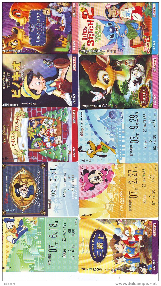 LOT DISNEY JAPAN * 10 CARTES PREPAYEES Japon (LOT 16) 10 Japan PREPAIDCARDS * 10 DISNEY KARTEN - Disney