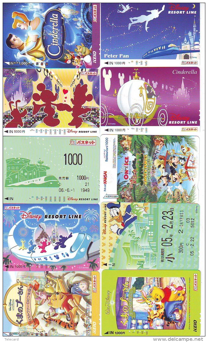 LOT DISNEY JAPAN * 10 CARTES PREPAYEES Japon (LOT 22) 10 Japan PREPAIDCARDS * 10 DISNEY KARTEN - Disney