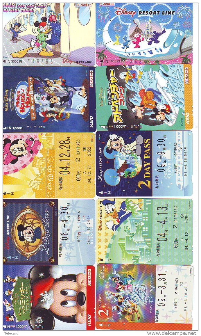 LOT DISNEY JAPAN * 10 CARTES PREPAYEES Japon (LOT 27) 10 Japan PREPAIDCARDS * 10 DISNEY KARTEN - Disney