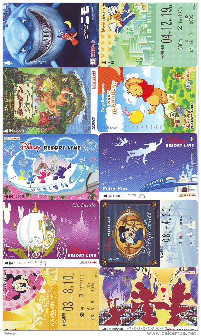 LOT DISNEY JAPAN * 10 CARTES PREPAYEES Japon (LOT 35) 10 Japan PREPAIDCARDS * 10 DISNEY KARTEN - Disney