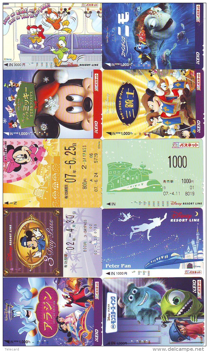 LOT DISNEY JAPAN * 10 CARTES PREPAYEES Japon (LOT 36) 10 Japan PREPAIDCARDS * 10 DISNEY KARTEN - Disney