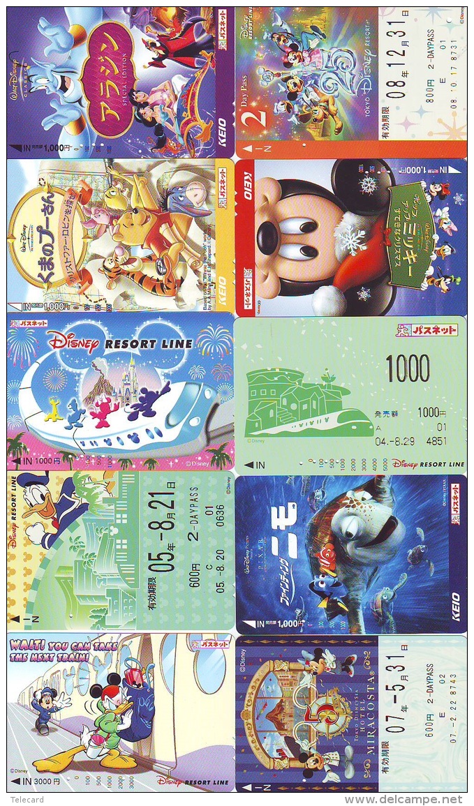 LOT DISNEY JAPAN * 10 CARTES PREPAYEES Japon (LOT 37) 10 Japan PREPAIDCARDS * 10 DISNEY KARTEN - Disney