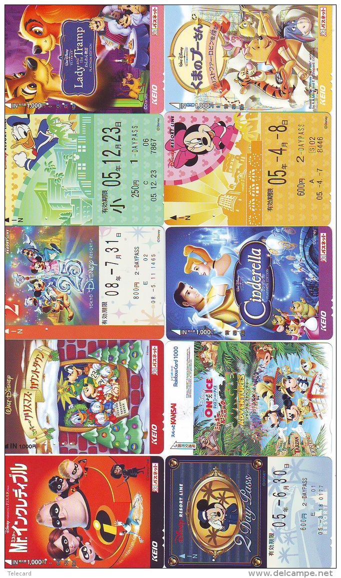 LOT DISNEY JAPAN * 10 CARTES PREPAYEES Japon (LOT 39) 10 Japan PREPAIDCARDS * 10 DISNEY KARTEN - Disney