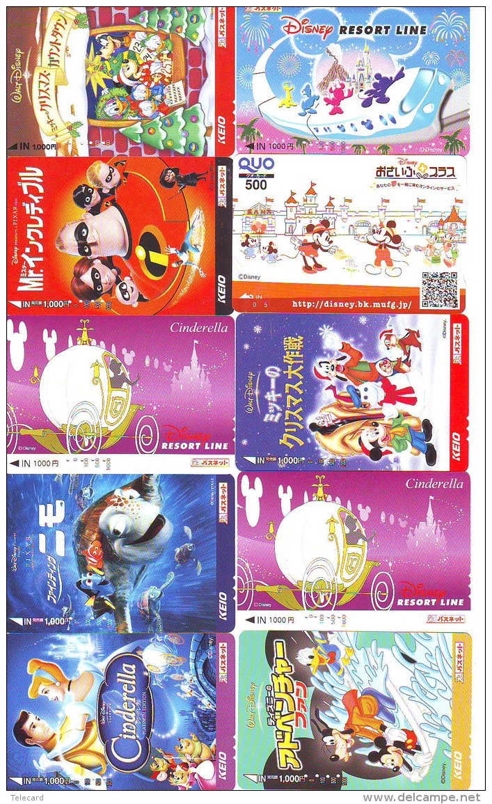 LOT DISNEY JAPAN * 10 CARTES PREPAYEES Japon (LOT 40) 10 Japan PREPAIDCARDS * 10 DISNEY KARTEN - Disney