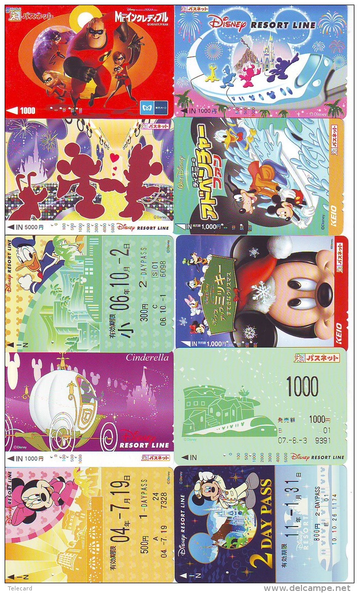 LOT DISNEY JAPAN * 10 CARTES PREPAYEES Japon (LOT 48) 10 Japan PREPAIDCARDS * 10 DISNEY KARTEN - Disney