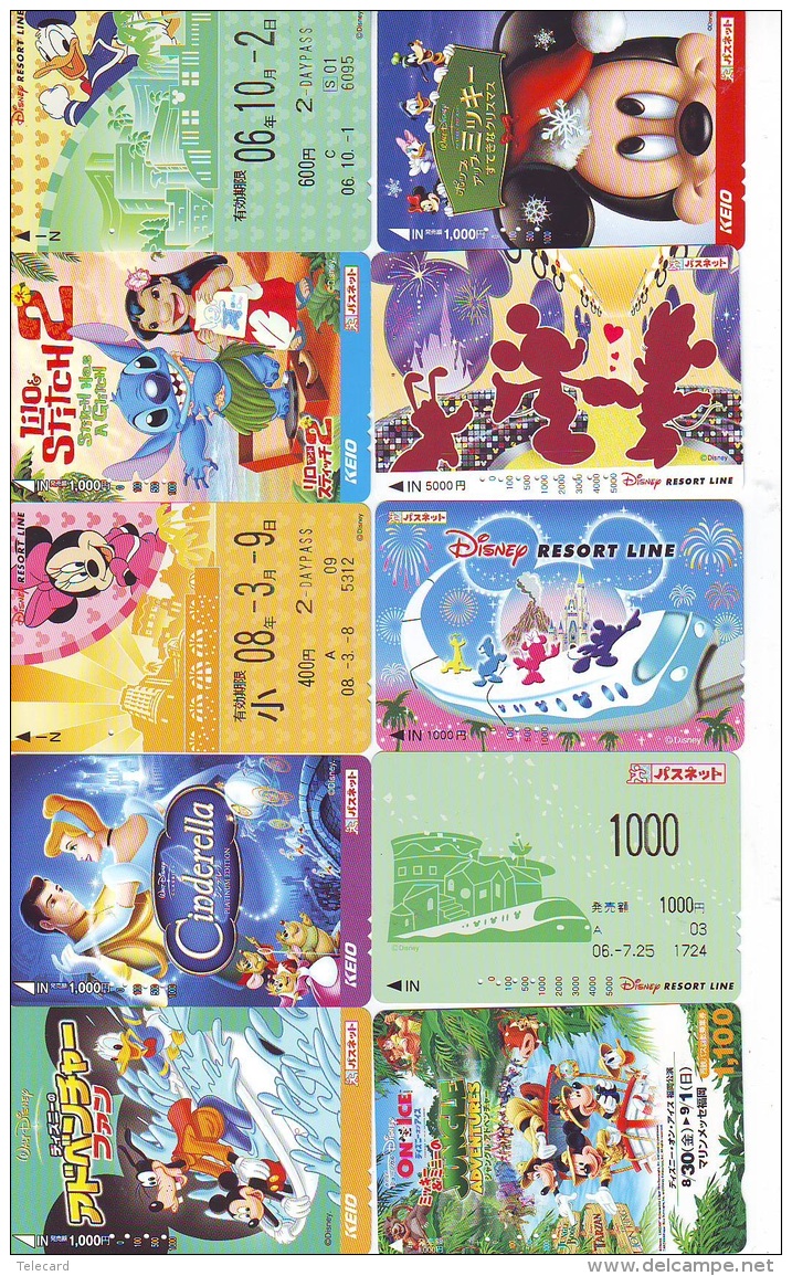 LOT DISNEY JAPAN * 10 CARTES PREPAYEES Japon (LOT 50) 10 Japan PREPAIDCARDS * 10 DISNEY KARTEN - Disney