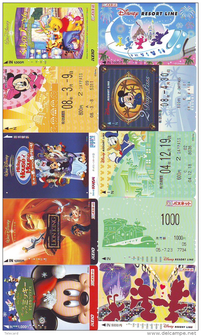 LOT DISNEY JAPAN * 10 CARTES PREPAYEES Japon (LOT 60) 10 Japan PREPAIDCARDS * 10 DISNEY KARTEN - Disney