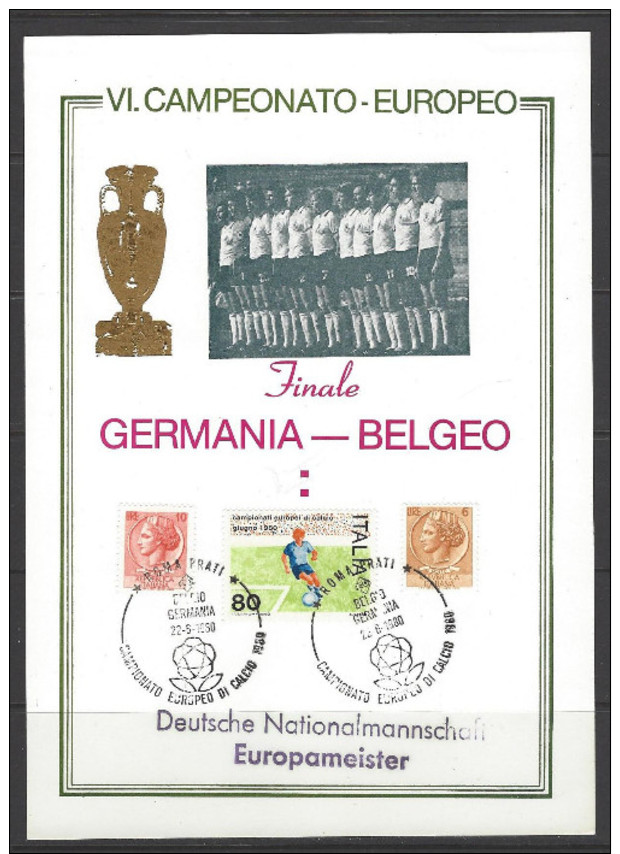 ITALIEN Sonderbeleg Deutsche Nationalmannschaft Eurpameister 1980 Finale Gemania - Belgeo - Fußball-Europameisterschaft (UEFA)