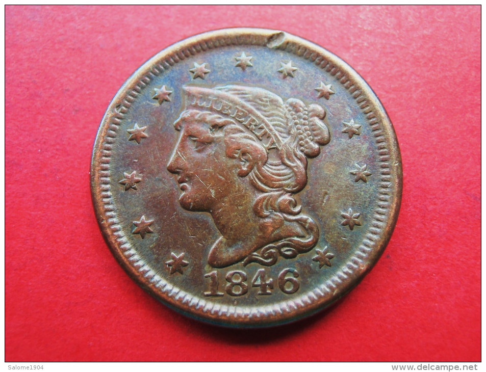 USA 1 Large Cent 1846 (Braited Hair) - 1840-1857: Braided Hair