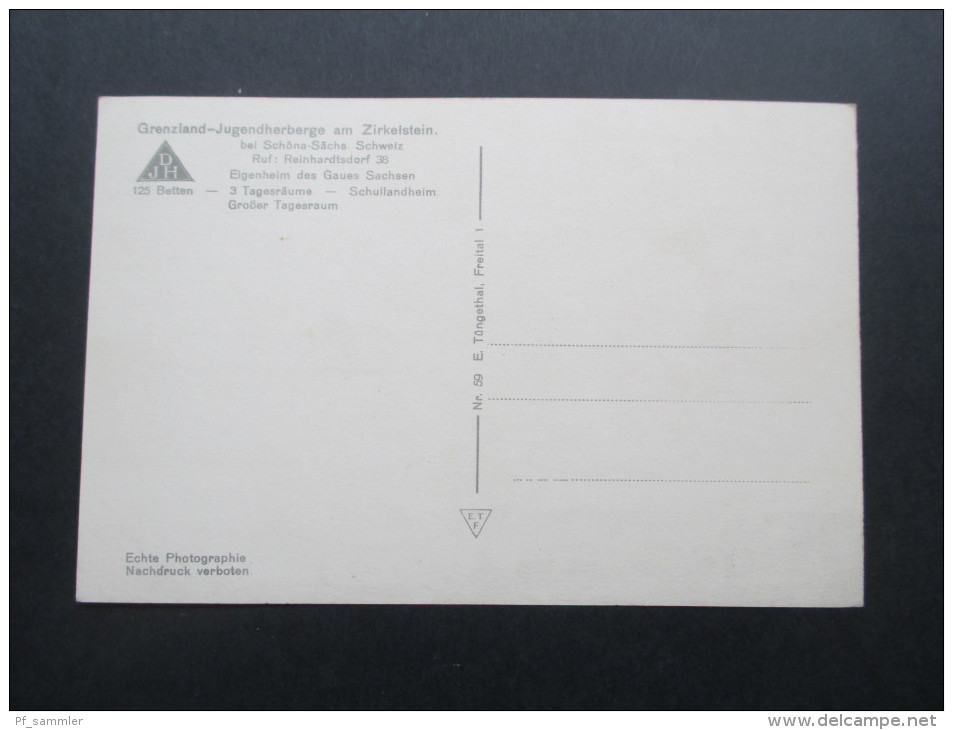 AK Echtfoto Grenzland Jugendherberge Am Zirkelstein Bei Schöna Sächs. Schweiz. DJH. Ungeblaufen / Guter Zustand - Hotels & Restaurants