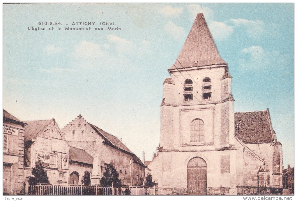 ATTICHY(60)neuve-l'église Et Le Monument Aux Morts-avec Son Négatif-cliché Original - Attichy