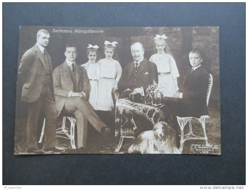 AK 1913 Sachsens Königsfamile. Gruppenfoto / Kollage Mit Hund. Original Und Verlag C.A. Maschke Dresden - Königshäuser