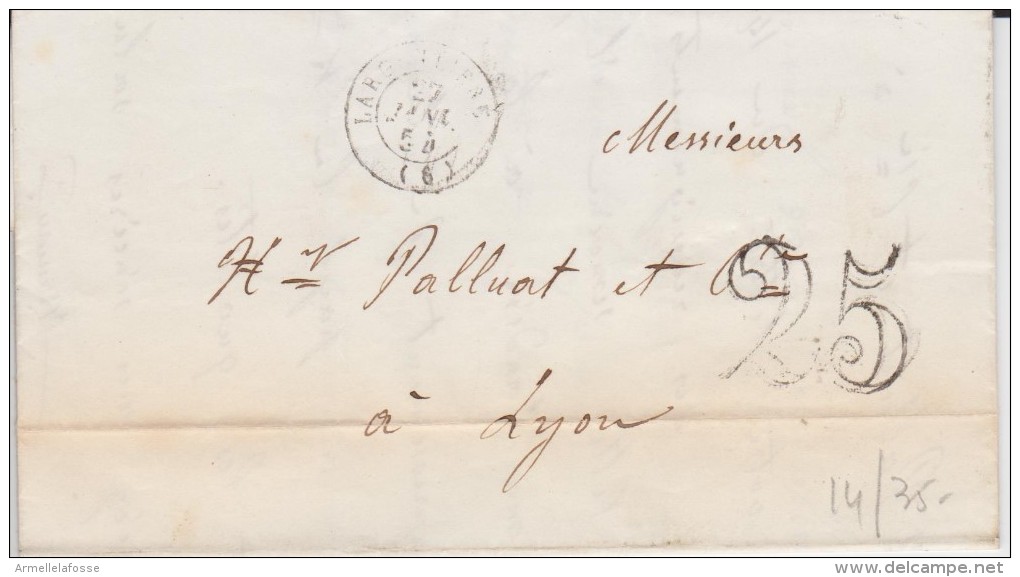 Cachet à Date (CAD) Seul Sans Timbres De Largentière (Ardèche) 1854 Tax 25N - 1849-1876: Klassik