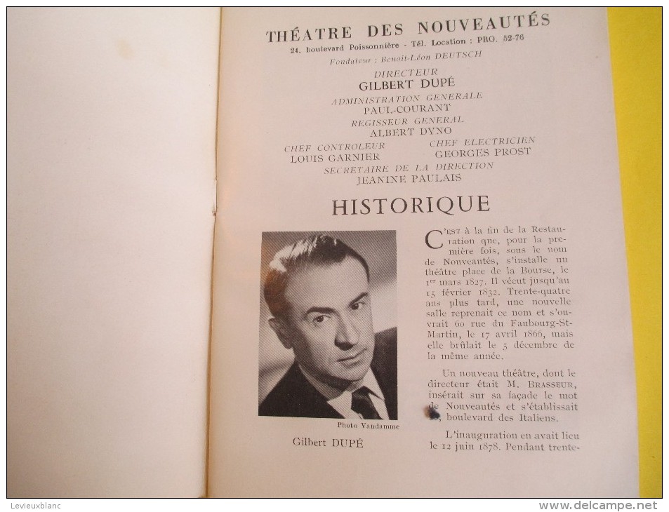 Théatre Des Nouveautés/Le Signe De Kikota/ Roger-Ferdinand/Fernand GRAVEY/Maria Pacome/1961  PROG87 - Programma's