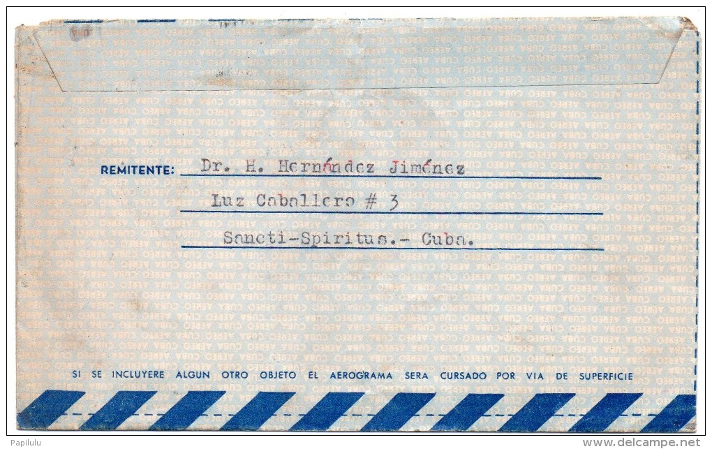 CUBA : Via Aerea Aérogramme , Entier Postal ( 3 Scans ) - North  America