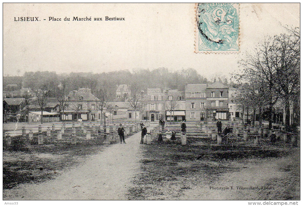 1810. CPA 14 LISIEUX. PLACE DU MARCHE AUX BESTIAUX - Lisieux