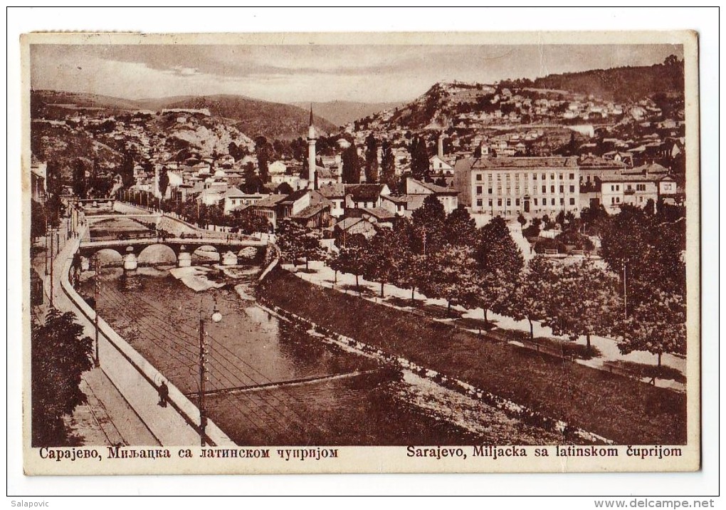 SARAJEVO MILJACKA SA LATINSKOM CUPRIJOM 1930     2 SCAN - Bosnia And Herzegovina