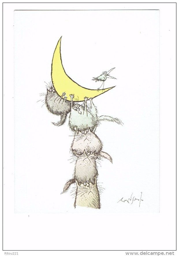 Illustration Ronald Searle - Oiseau De Lune - Pyramide De Chats - Chat - N°239 - Animales Vestidos