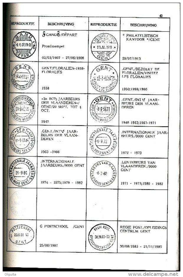 LIVRE Belgique - Raddagtekeningstempels OOST VLAANDEREN , Letter E-G ( GENT !!!) , 102 P. , 1991 -  TB Etat  --  15/293 - Philatélie Et Histoire Postale