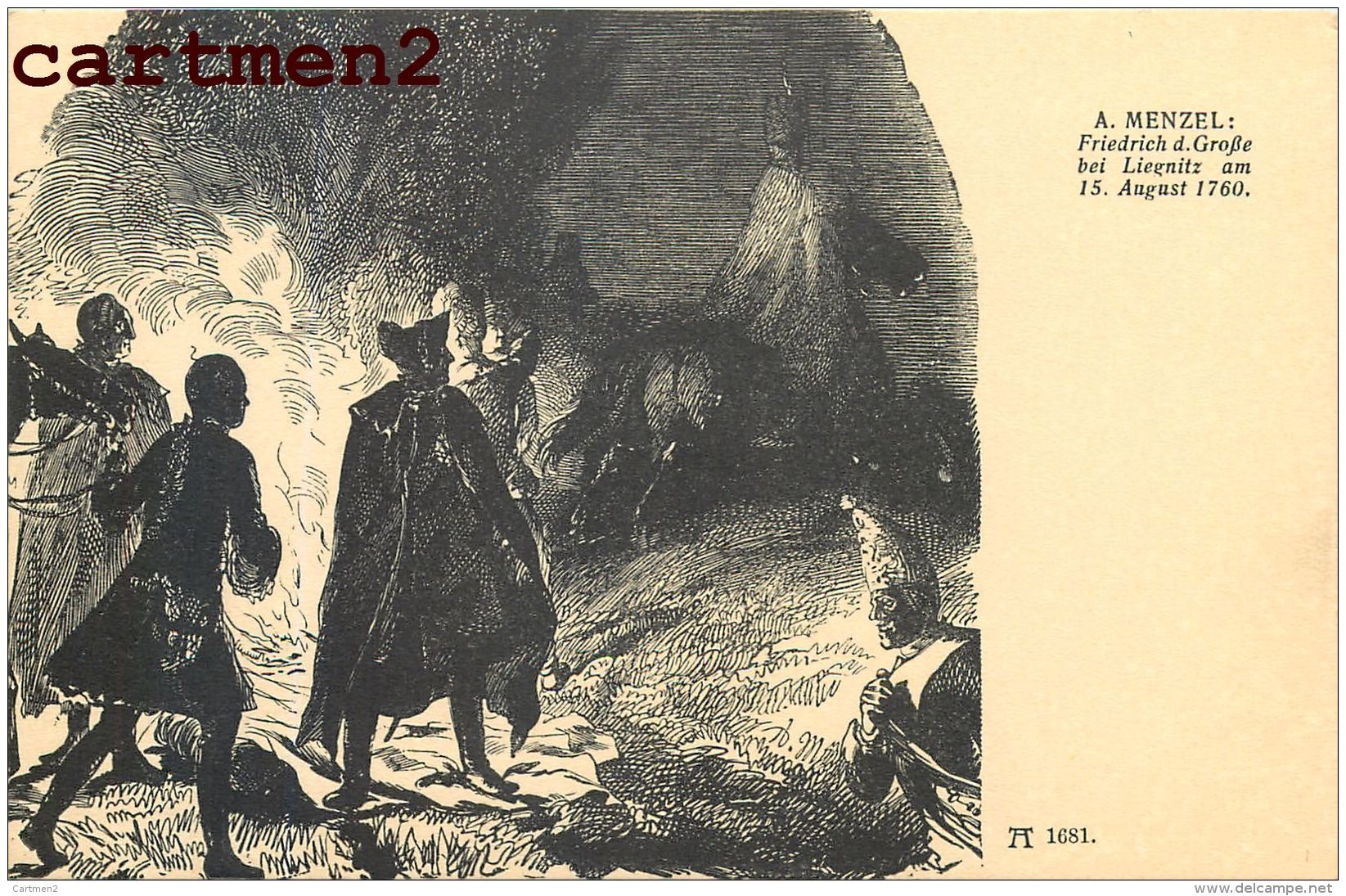 SERIE 12 AK : A.D MENZEL FRIEDRICH DER GROSSE KUNSTLER POSTDAM SANSSOUCI FRITZ BUNZELWITZ LISSA DEUTSCHLAND HISTOIRE