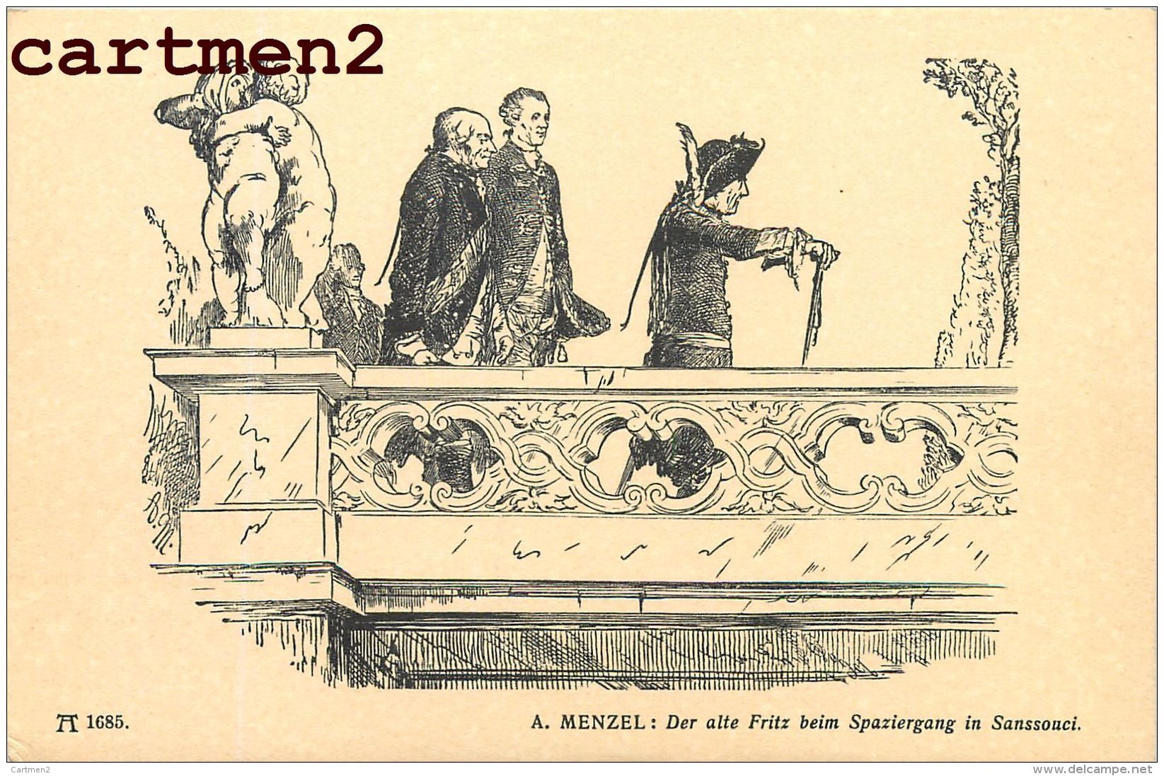 SERIE 12 AK : A.D MENZEL FRIEDRICH DER GROSSE KUNSTLER POSTDAM SANSSOUCI FRITZ BUNZELWITZ LISSA DEUTSCHLAND HISTOIRE