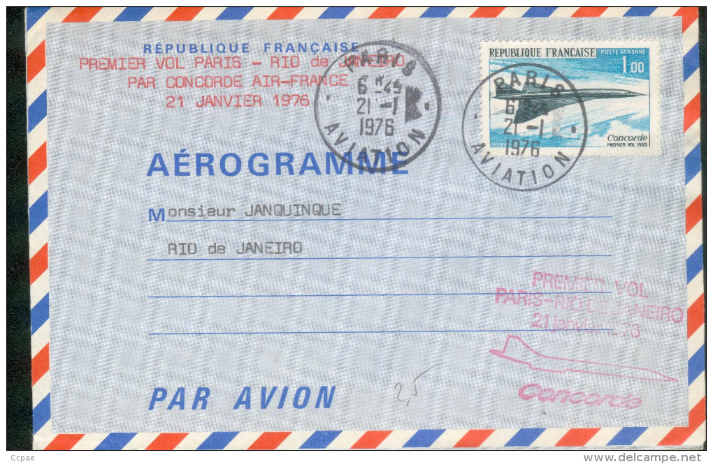 1er Vol Paris - Rio De Janeiro 21 Janvier 1976 - Concorde