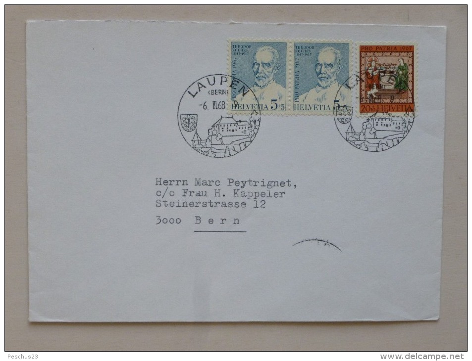 SUISSE / SCHWEIZ / SWITZERLAND // 1968, Brief, PRO PATRIA Marken, Orts-Werbestempel LAUPEN => BERN - Lettres & Documents