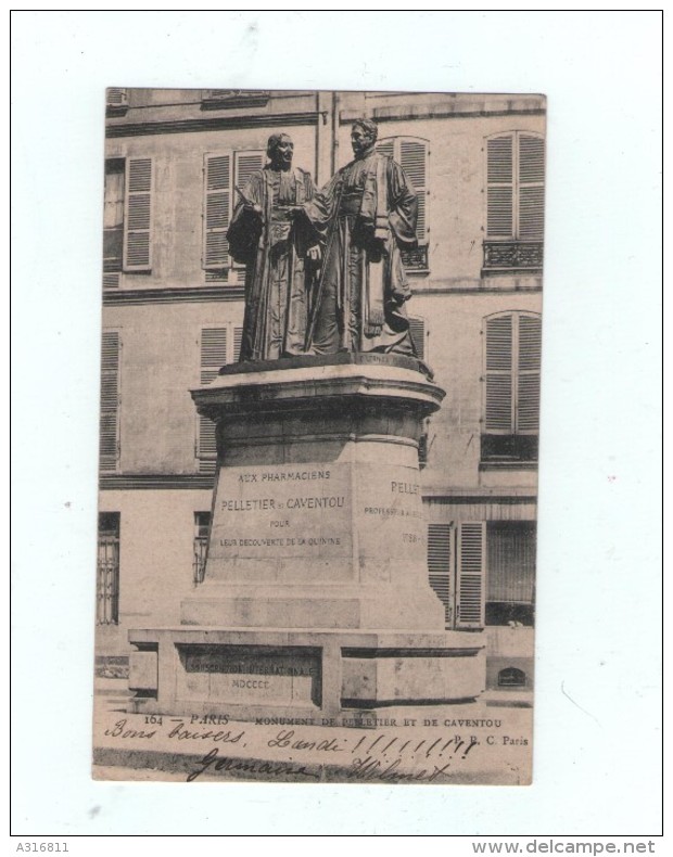 CPA PARIS MONUMENT DE PELLETIER ET DE CAVENTOU PHARMACIENS DECOUVREURS DE LA QUININE - Statues