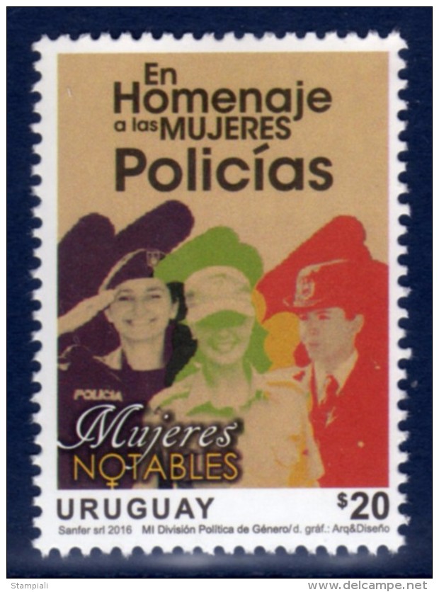 2016 Series URUGUAY Tribute Fo Policewoman, Uniforms, Jobs - Police - Gendarmerie