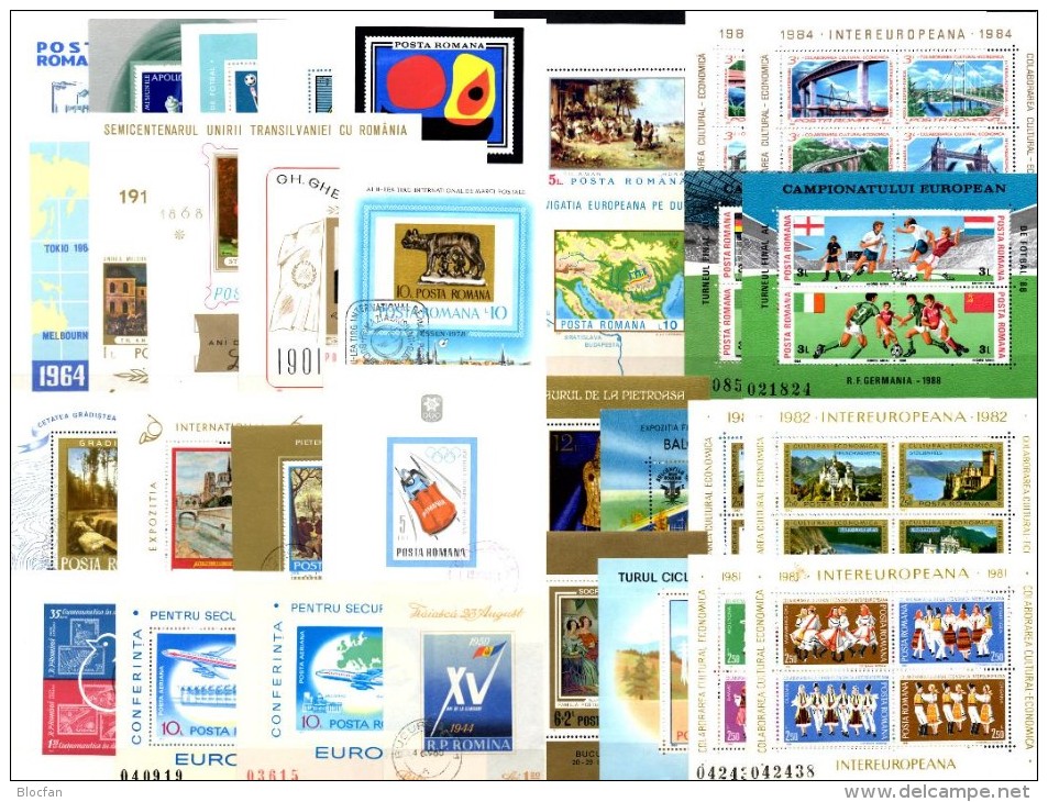 32 Topics Blocs Rumänien Bl.39 43 53 57 59 61 64 81 84 106 107 147 To 264 **/o 210€ Sport M/s History Sheets Bf Romania - Collections (sans Albums)