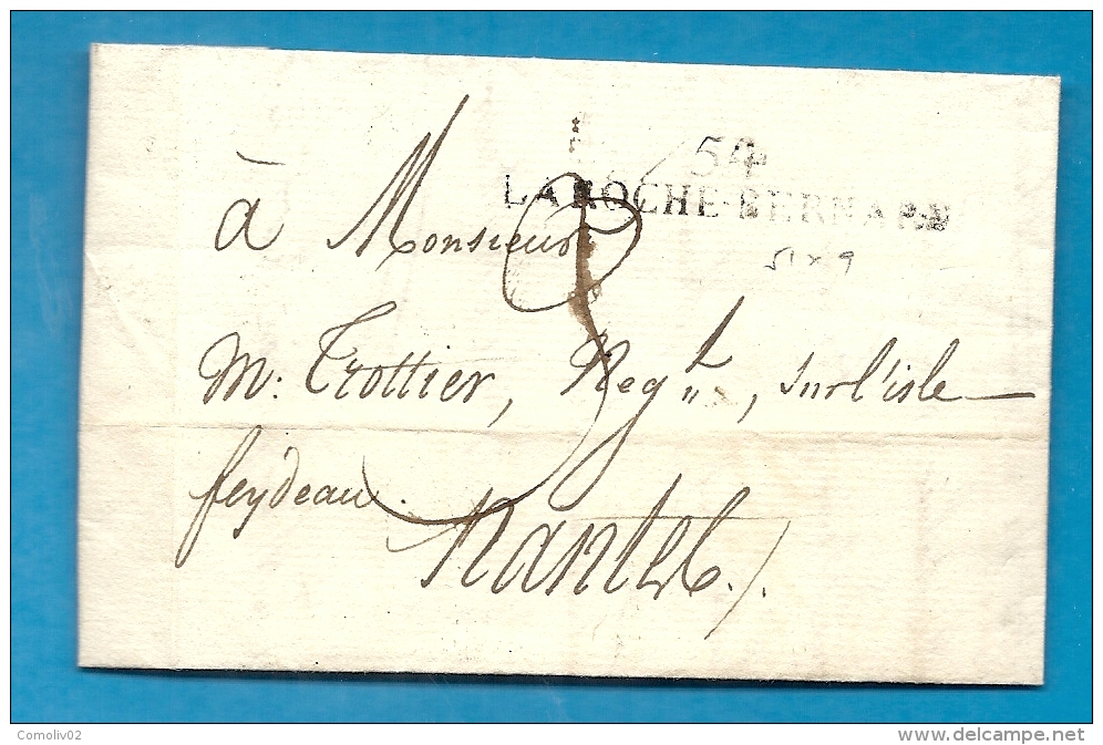 Morbihan - La Roche Bernard Pour Nantes (ile FEYDEAU). Cachet D'arrivée De Nantes Au Verso. 1812 . Lettre Signée POTHION - 1801-1848: Précurseurs XIX